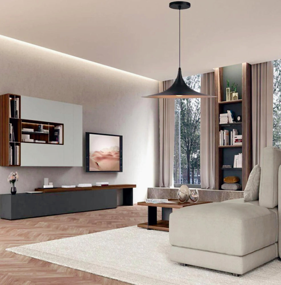 Lampadario contemporaneo nordico – In metallo bianco e nero, attacco E27 - ambraled