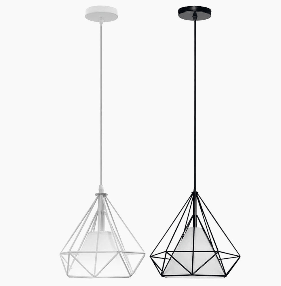 Lampadario da soffitto pendente – Sospensione a forma di diamante, attacco E27 - ambraled