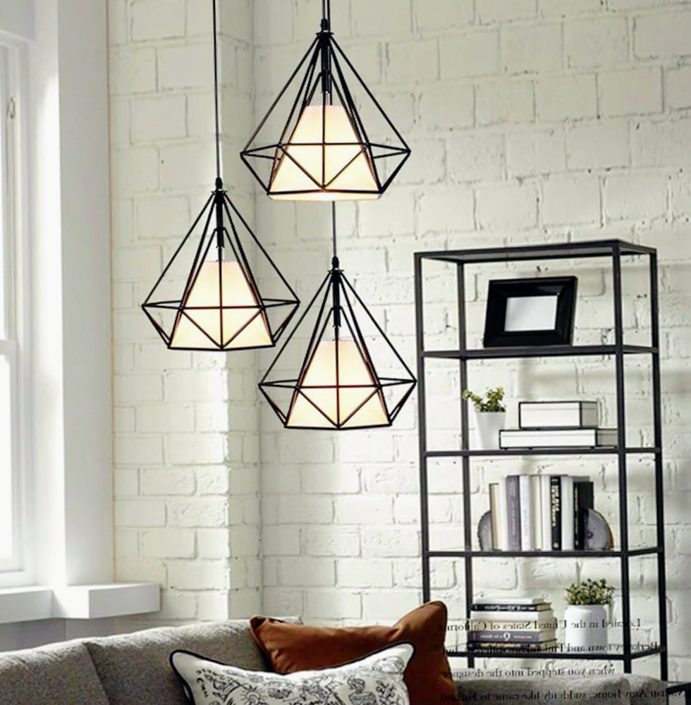 Lampadario da soffitto pendente – Sospensione a forma di diamante, attacco E27 - ambraled