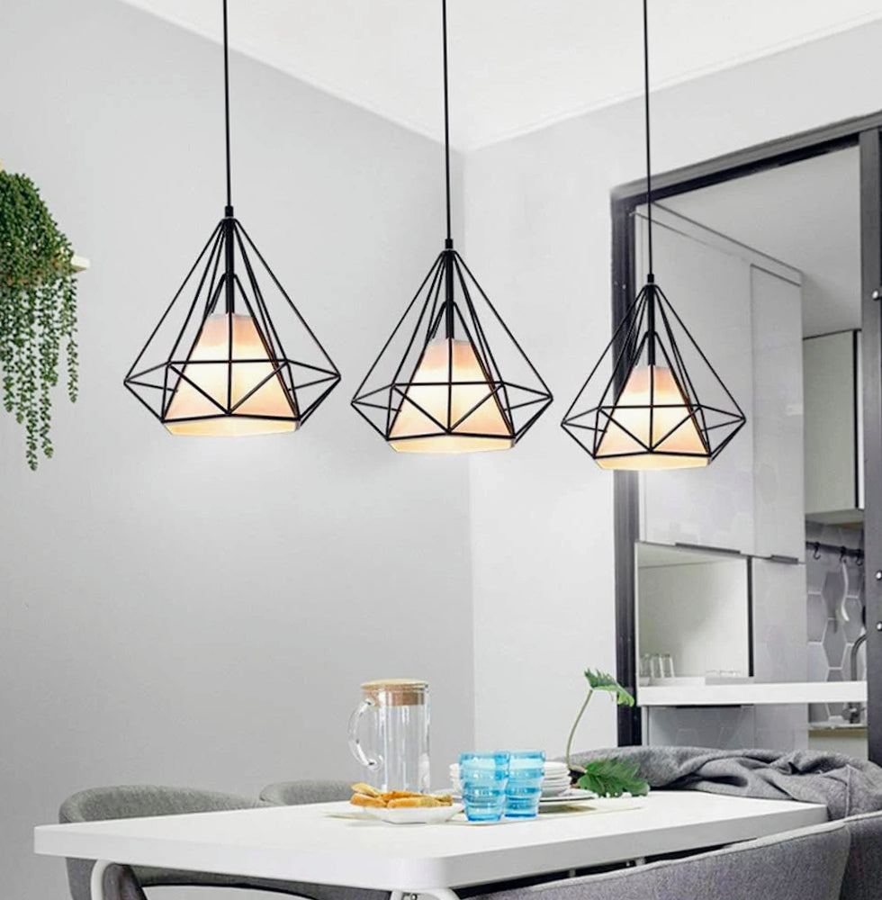Lampadario da soffitto pendente – Sospensione a forma di diamante, attacco E27 - ambraled