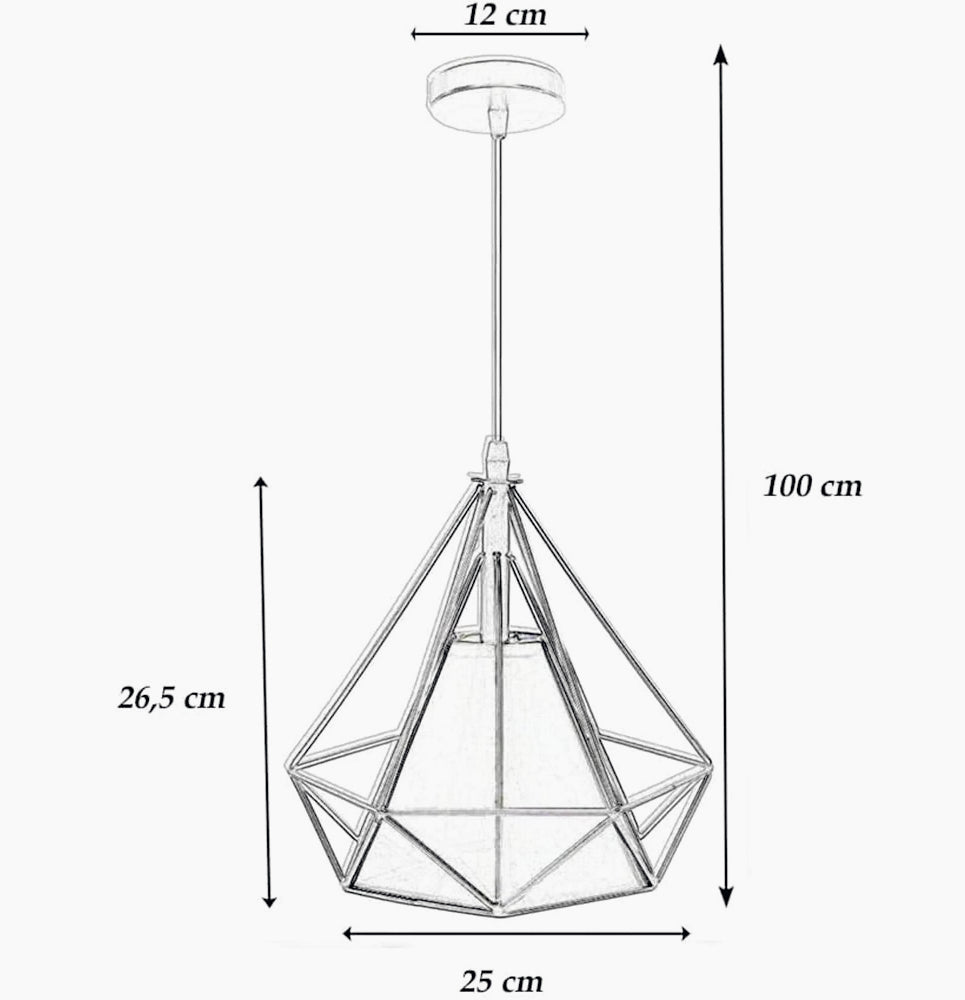 Lampadario da soffitto pendente – Sospensione a forma di diamante, attacco E27 - ambraled