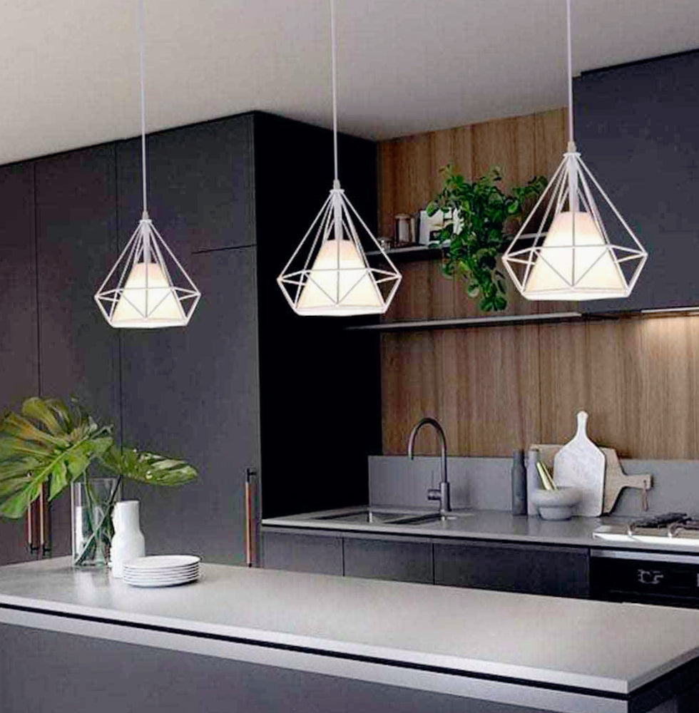 Lampadario da soffitto pendente – Sospensione a forma di diamante, attacco E27 - ambraled
