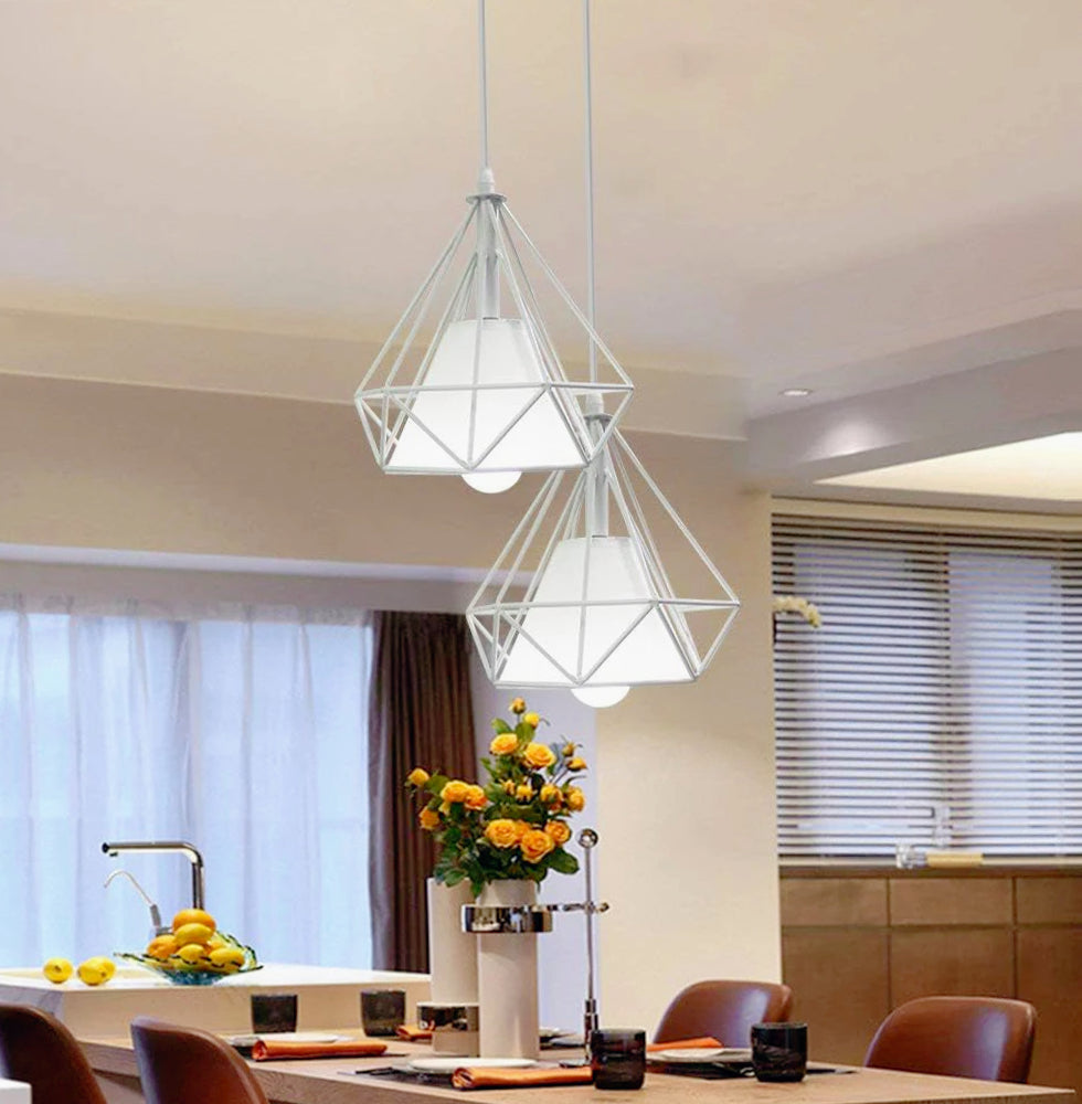Lampadario da soffitto pendente – Sospensione a forma di diamante, attacco E27 - ambraled