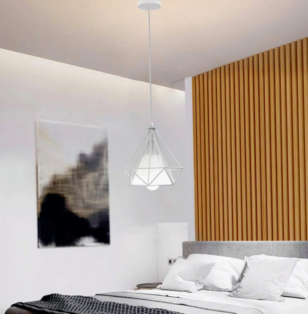 Lampadario da soffitto pendente – Sospensione a forma di diamante, attacco E27 - ambraled