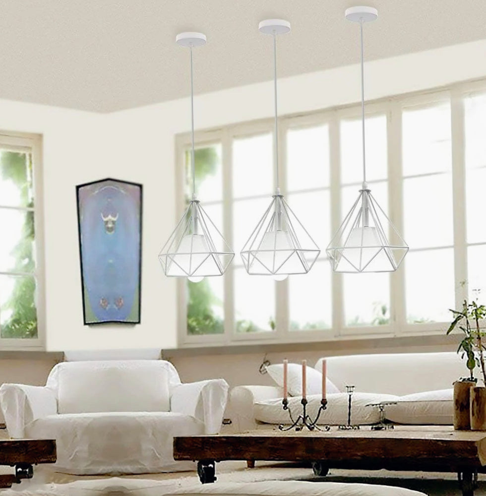 Lampadario da soffitto pendente – Sospensione a forma di diamante, attacco E27 - ambraled