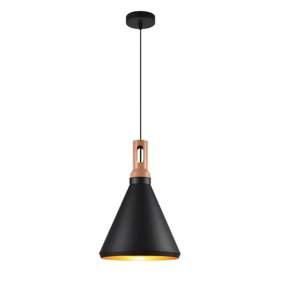 Lampadario industriale pendente – Metallo a cono, nero e bianco, base E27 - ambraled