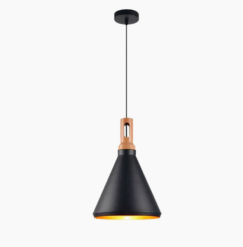 Lampadario industriale pendente – Metallo a cono, nero e bianco, base E27 - ambraled