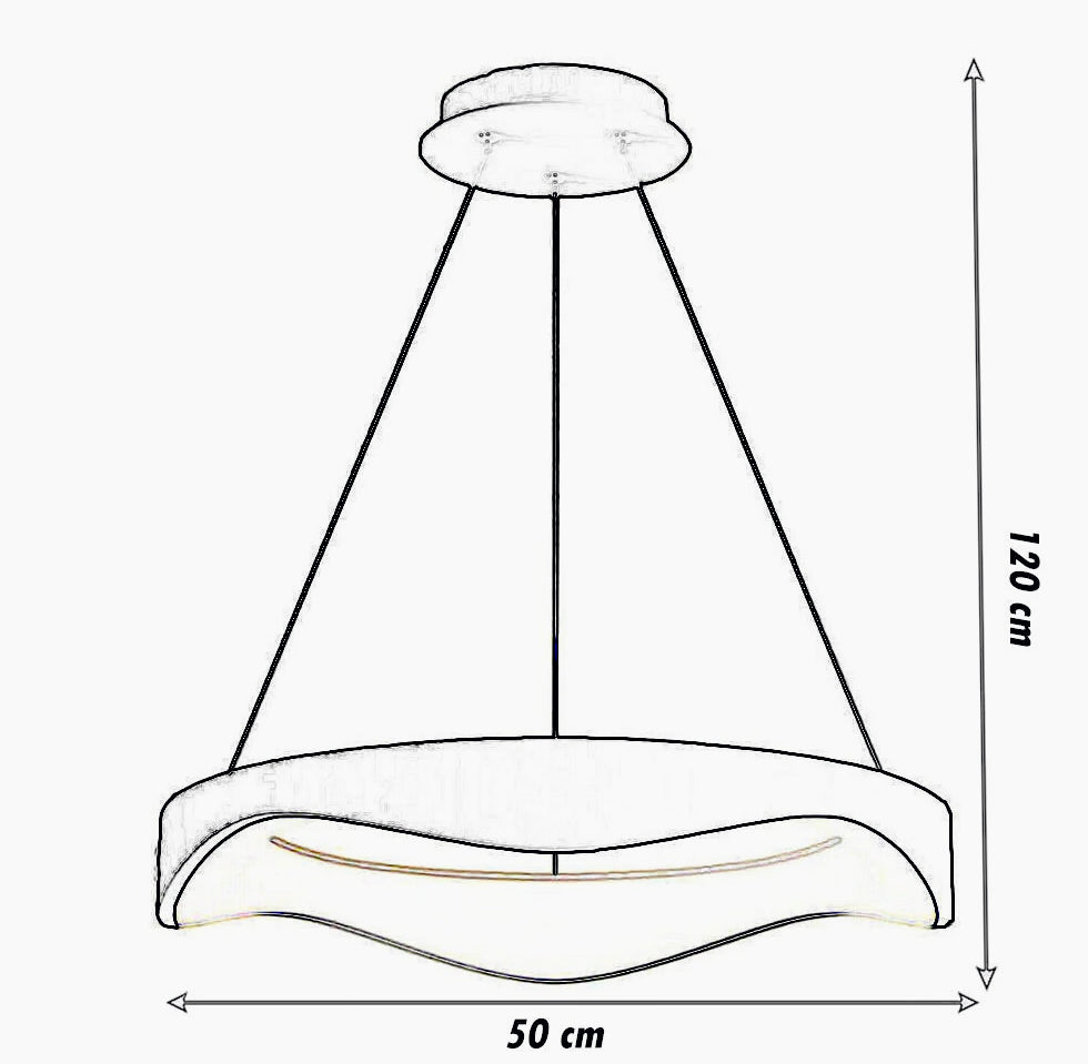 Lampadario LED a onda 38W – 3 colorazioni di luce (6500K / 4000K / 3000K) - ambraled