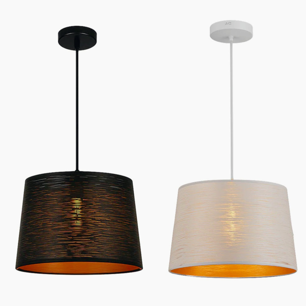 Lampadario minimal a sospensione in metallo – Attacco E27, colore bianco o nero - ambraled