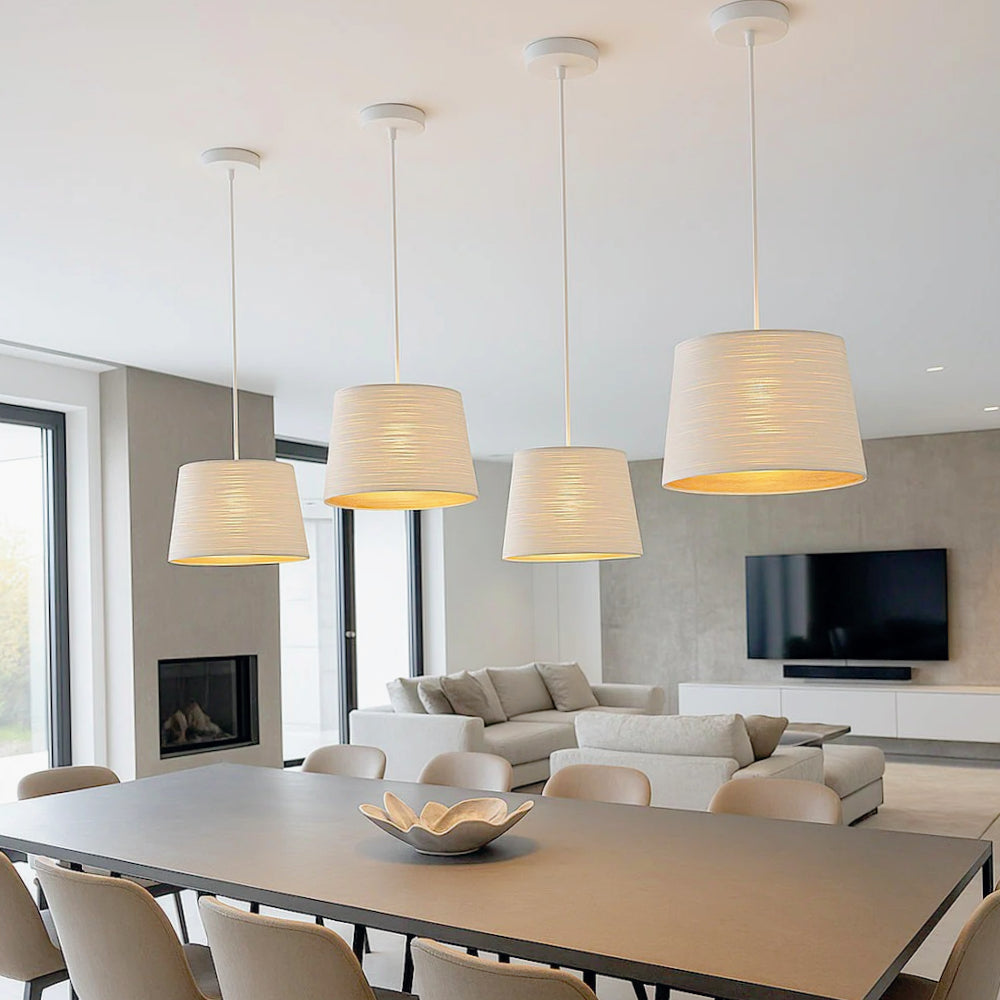 Lampadario minimal a sospensione in metallo – Attacco E27, colore bianco o nero - ambraled