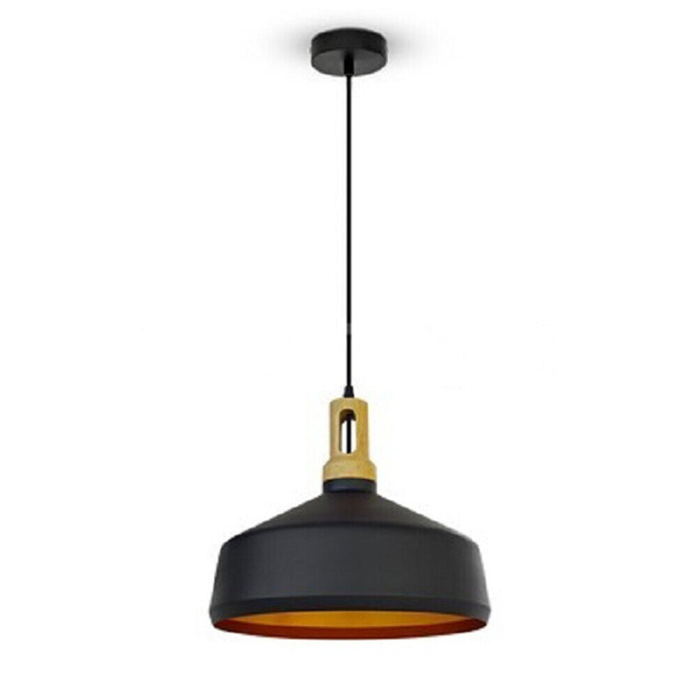 Lampadario stile industriale pendente a coppa – Attacco E27, colori nero e bianco - ambraled