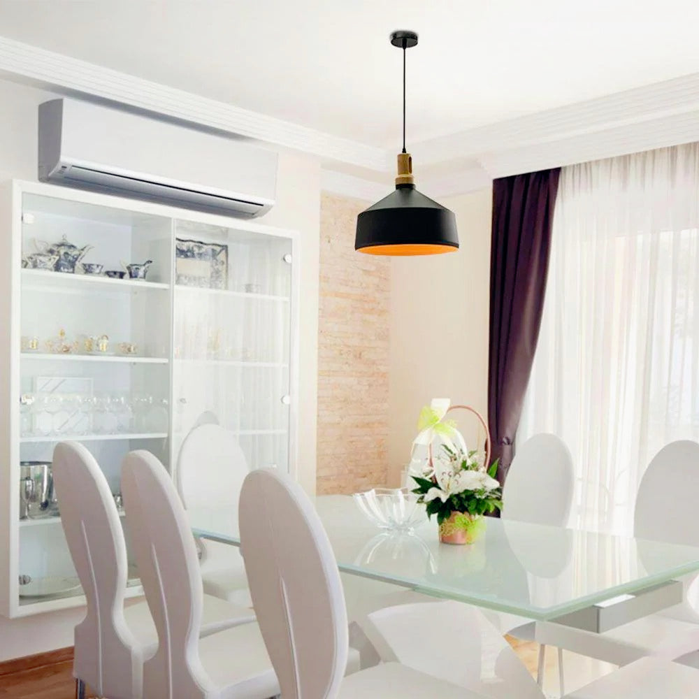 Lampadario stile industriale pendente a coppa – Attacco E27, colori nero e bianco - ambraled