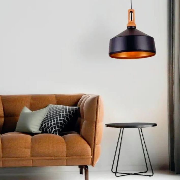 Lampadario stile industriale pendente a coppa – Attacco E27, colori nero e bianco - ambraled