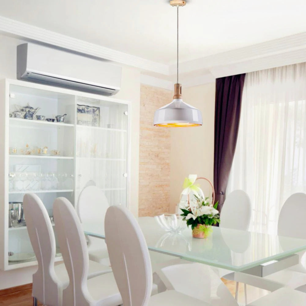 Lampadario stile industriale pendente a coppa – Attacco E27, colori nero e bianco - ambraled