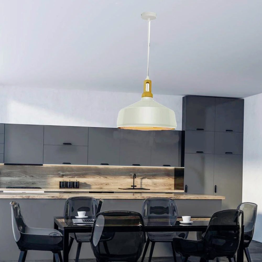 Lampadario stile industriale pendente a coppa – Attacco E27, colori nero e bianco - ambraled