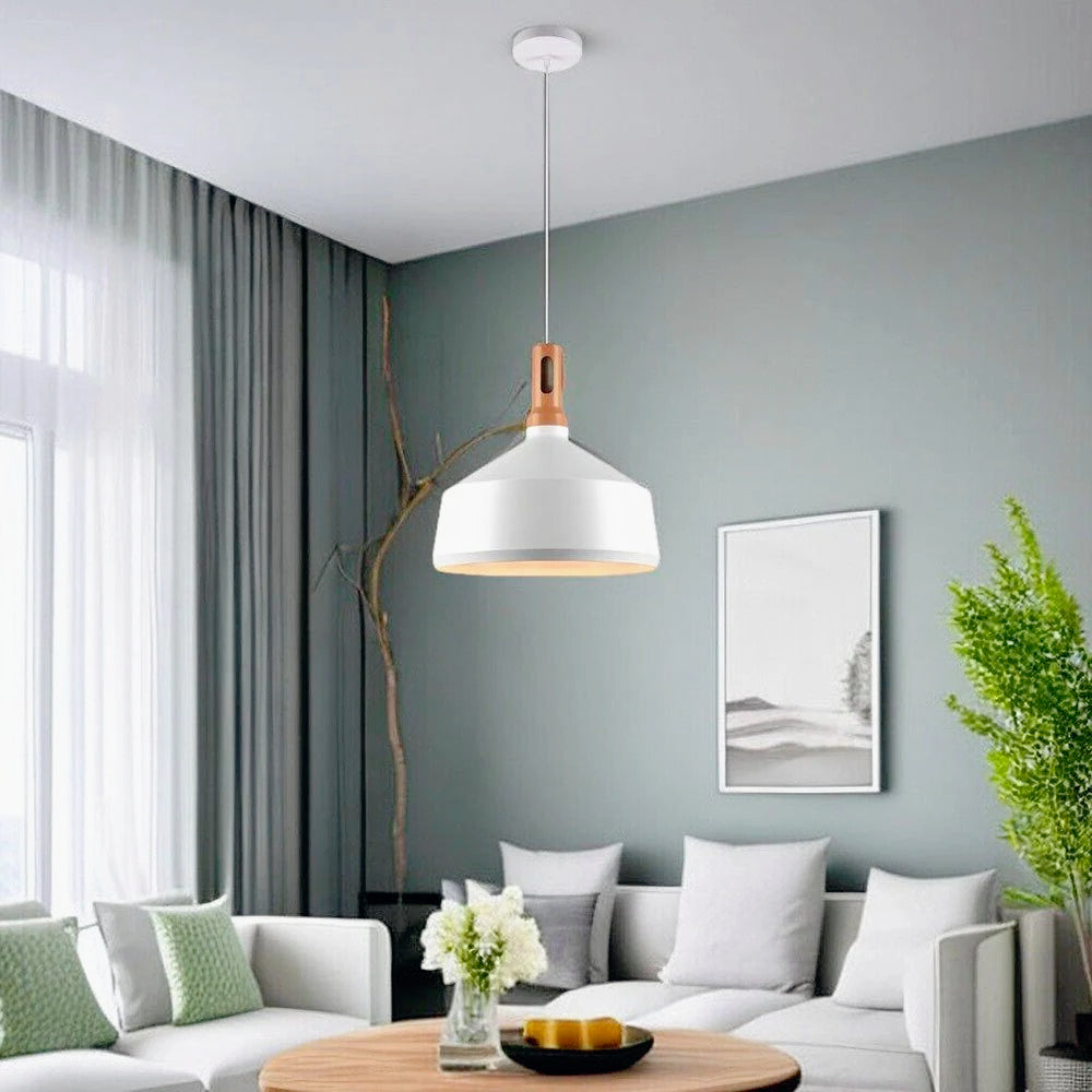 Lampadario stile industriale pendente a coppa – Attacco E27, colori nero e bianco - ambraled