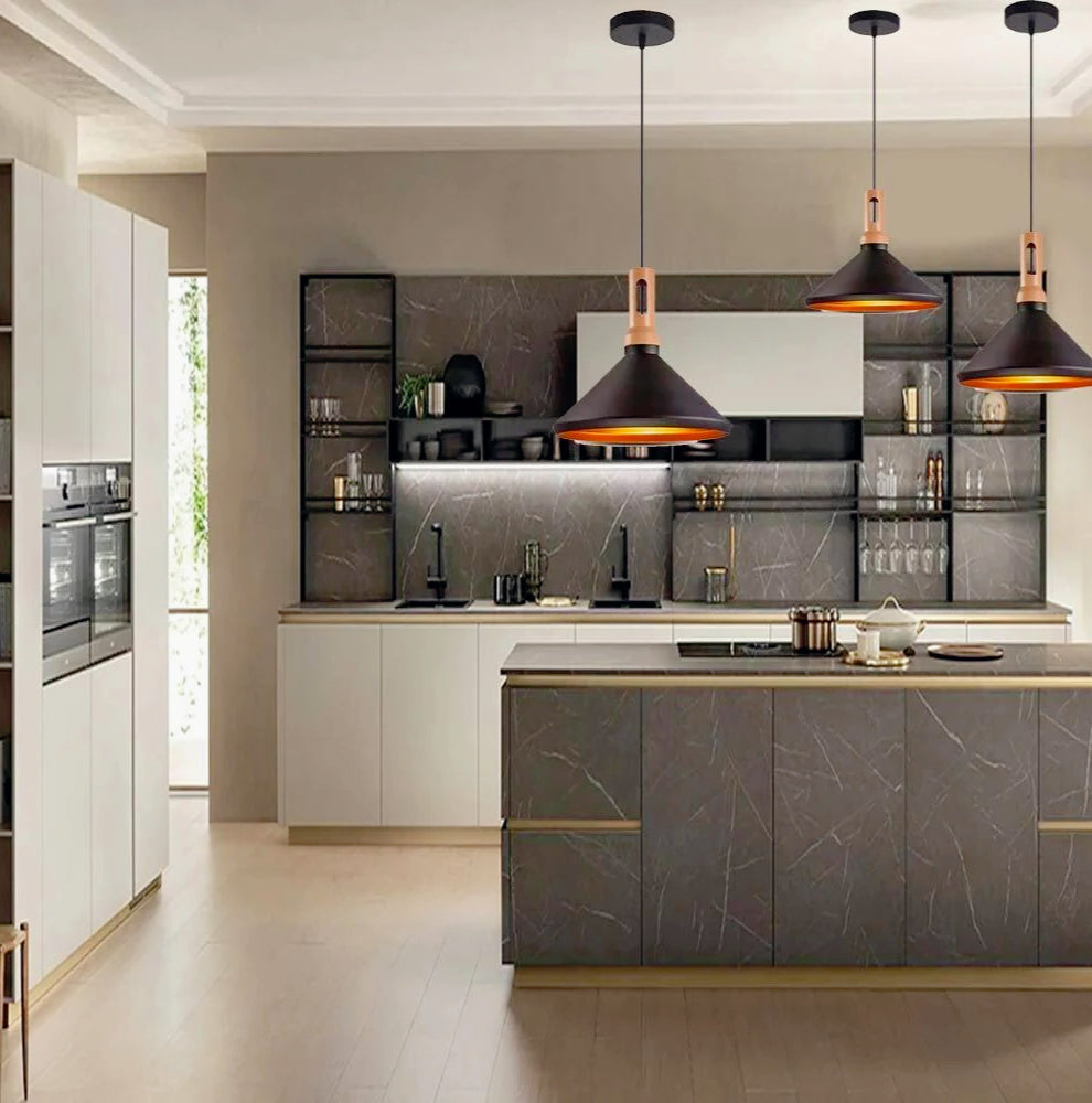 Lampadario stile industriale pendente – Nero e bianco, attacco E27 - ambraled