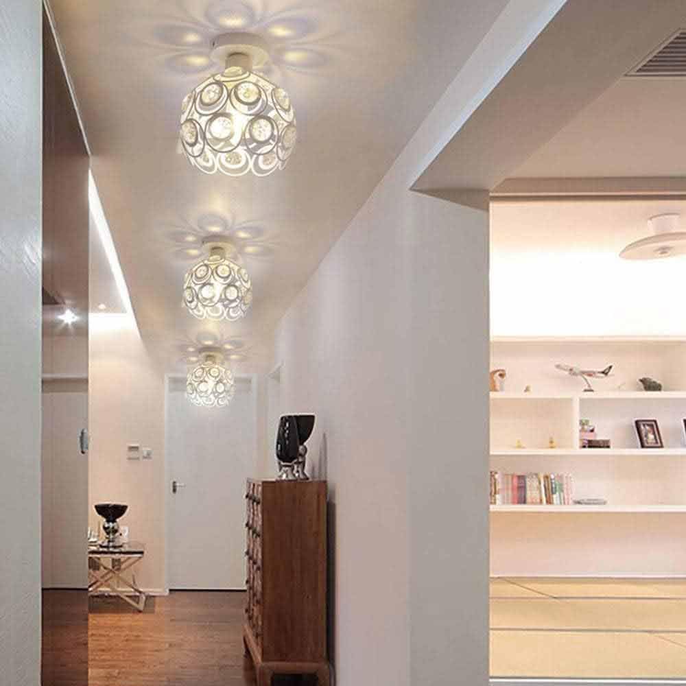 Plafoniera con paralume sfere cristalli in acrilico bianco nero E27 - ambraled