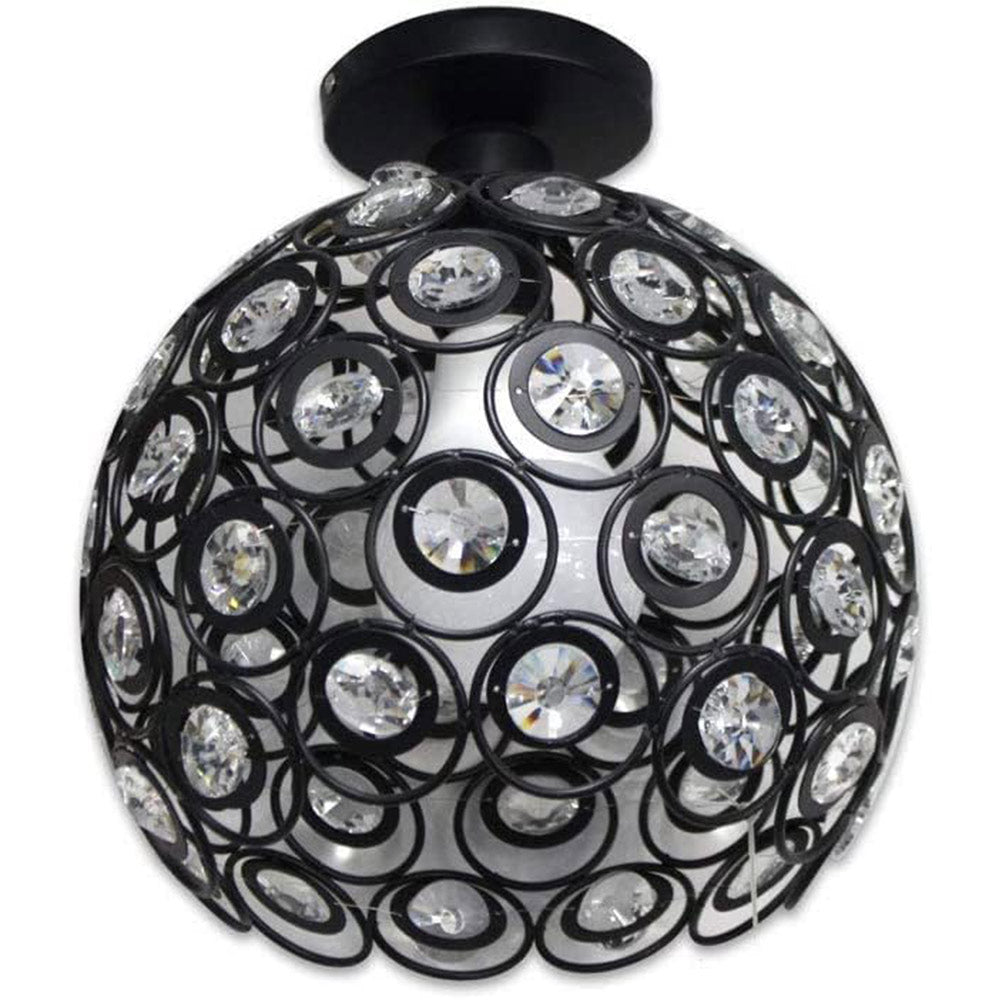 Plafoniera con paralume sfere cristalli in acrilico bianco nero E27 - ambraled