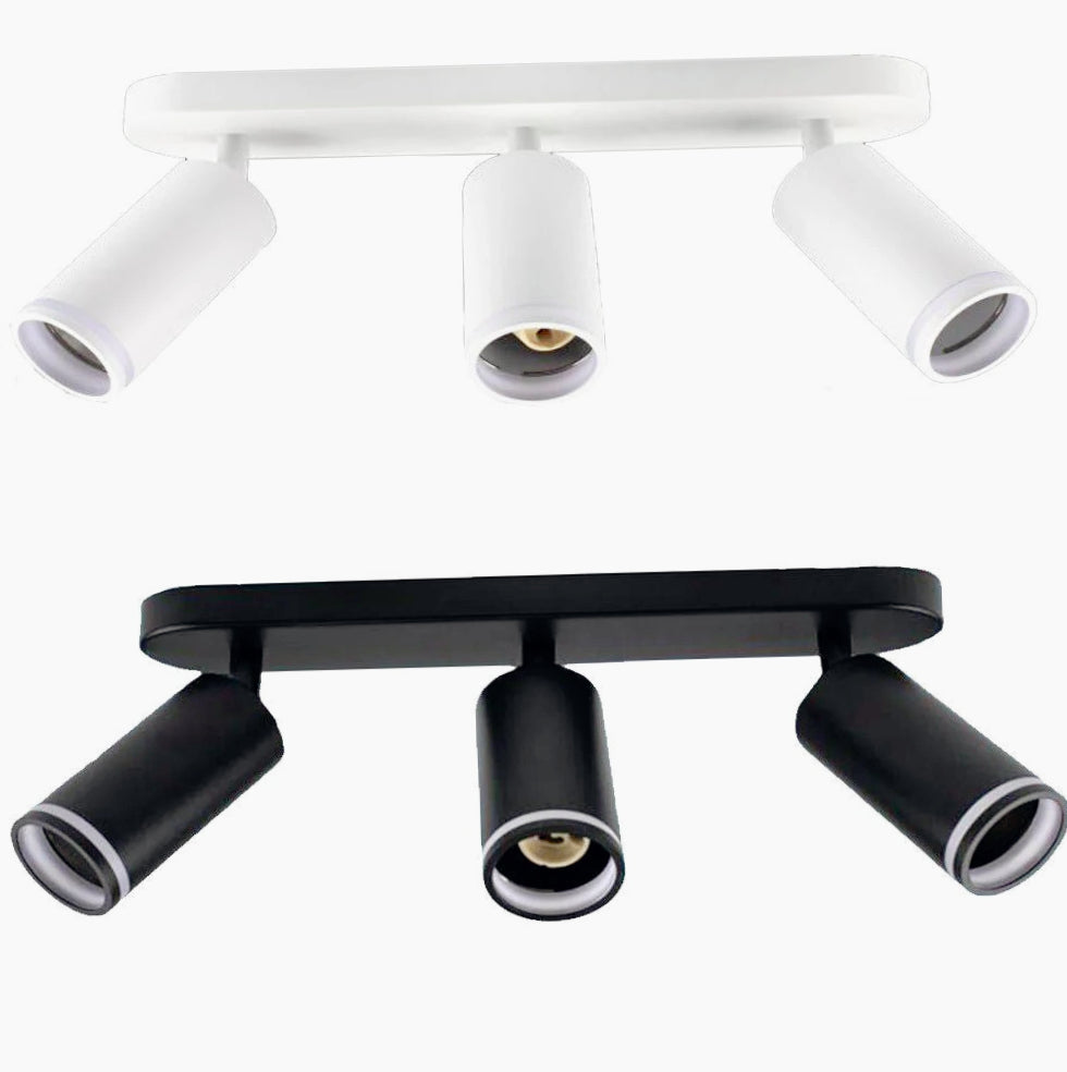 Plafoniera orientabile 3 diffusori GU10 (da soffitto o parete) - ambraled