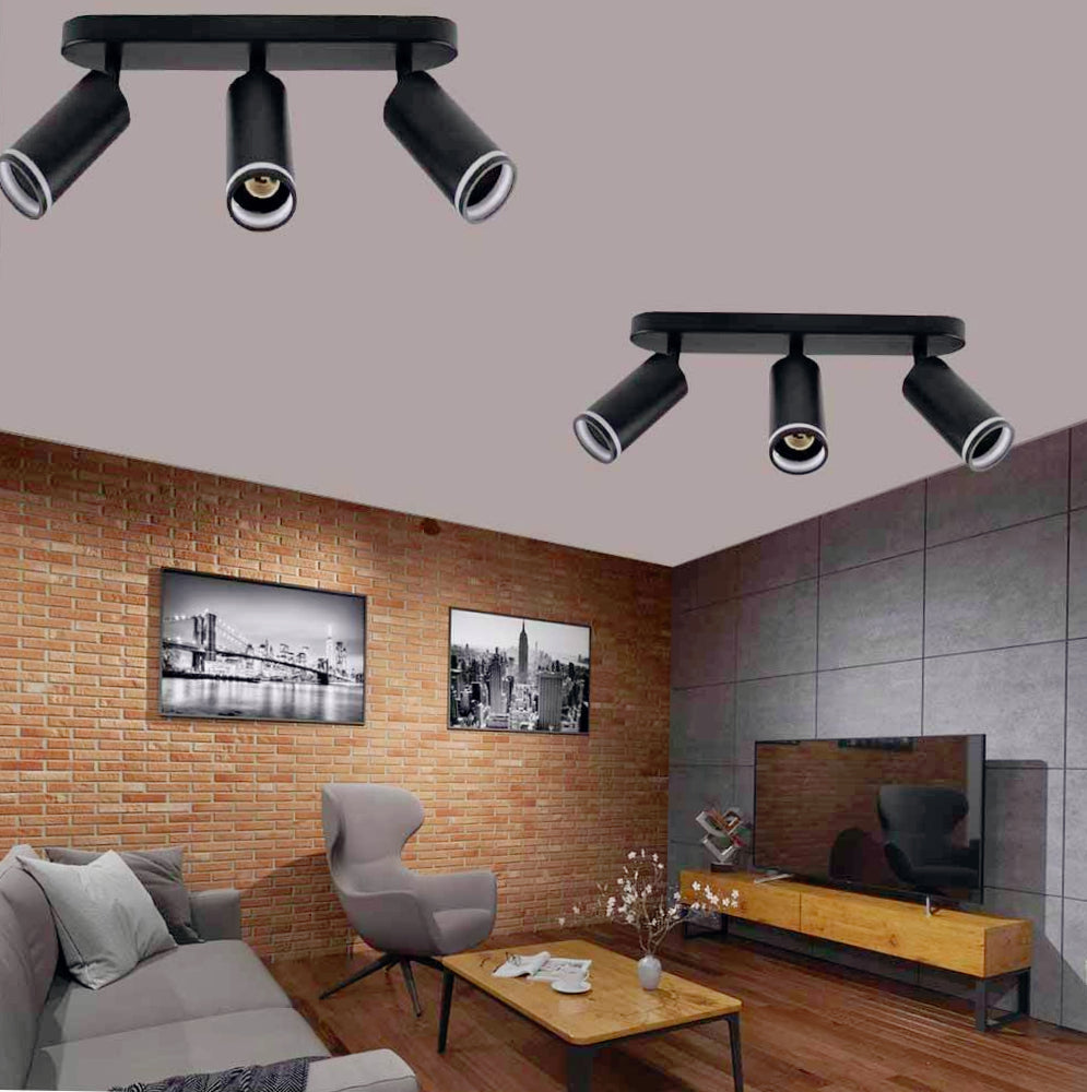 Plafoniera orientabile 3 diffusori GU10 (da soffitto o parete) - ambraled