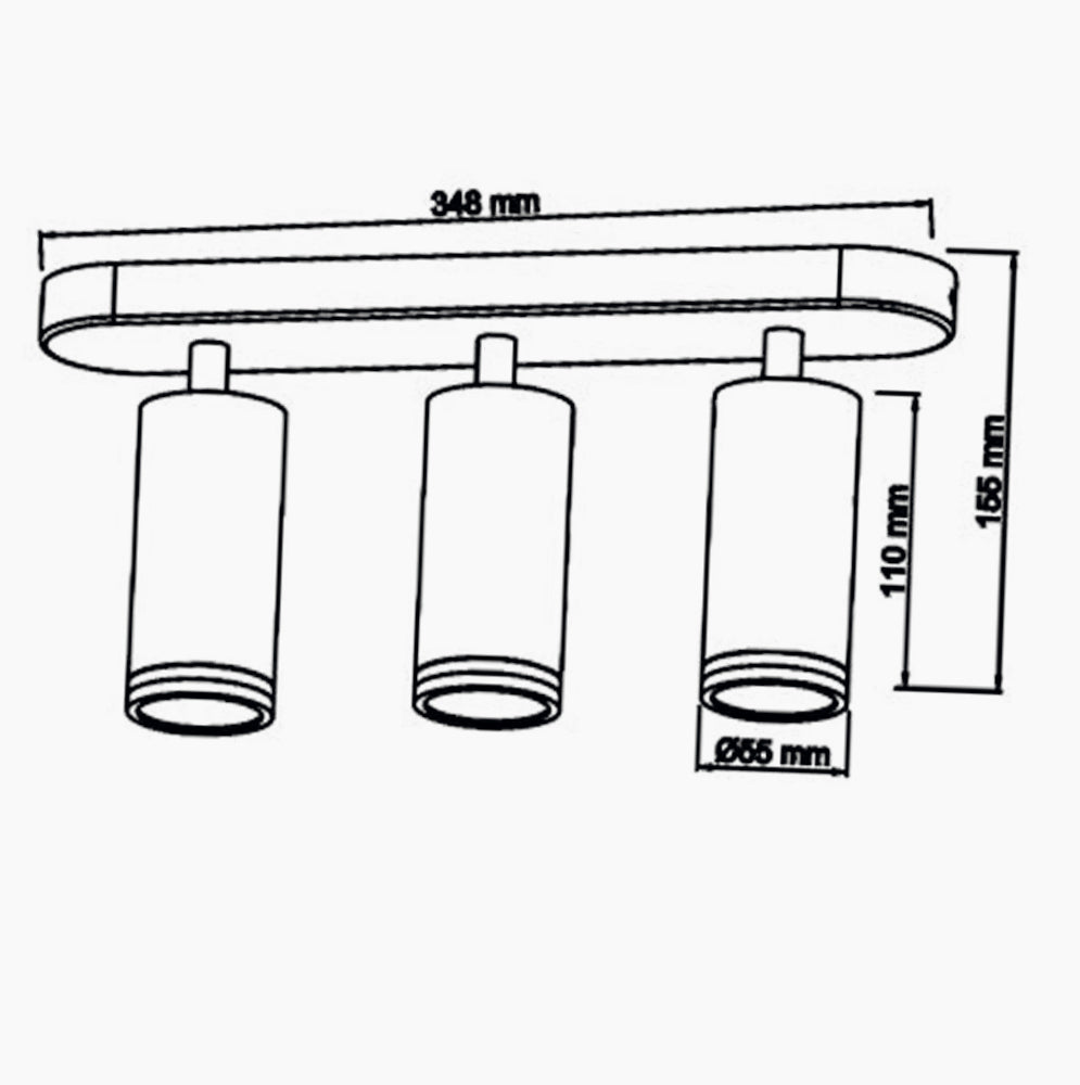 Plafoniera orientabile 3 diffusori GU10 (da soffitto o parete) - ambraled