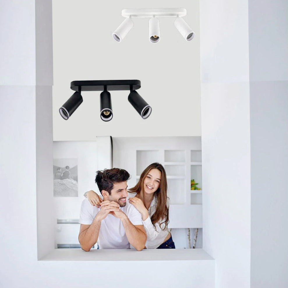 Plafoniera orientabile 3 diffusori GU10 (da soffitto o parete) - ambraled