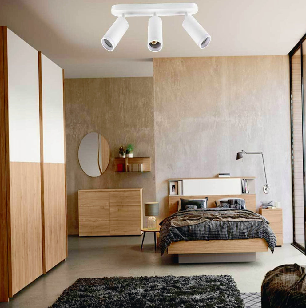 Plafoniera orientabile 3 diffusori GU10 (da soffitto o parete) - ambraled