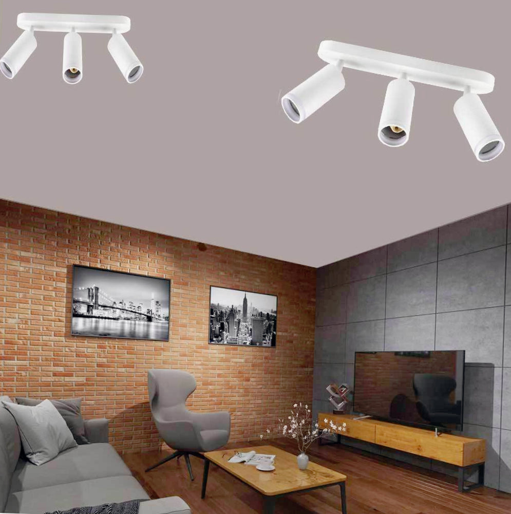 Plafoniera orientabile 3 diffusori GU10 (da soffitto o parete) - ambraled