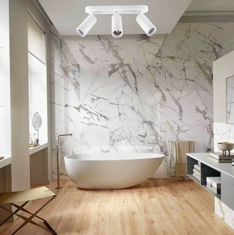 Plafoniera orientabile 3 diffusori GU10 (da soffitto o parete) - ambraled