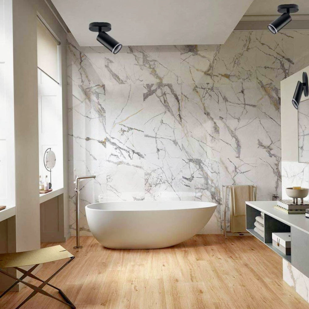 Plafoniera orientabile a 1 diffusore GU10 (installazione su soffitto o parete) - ambraled