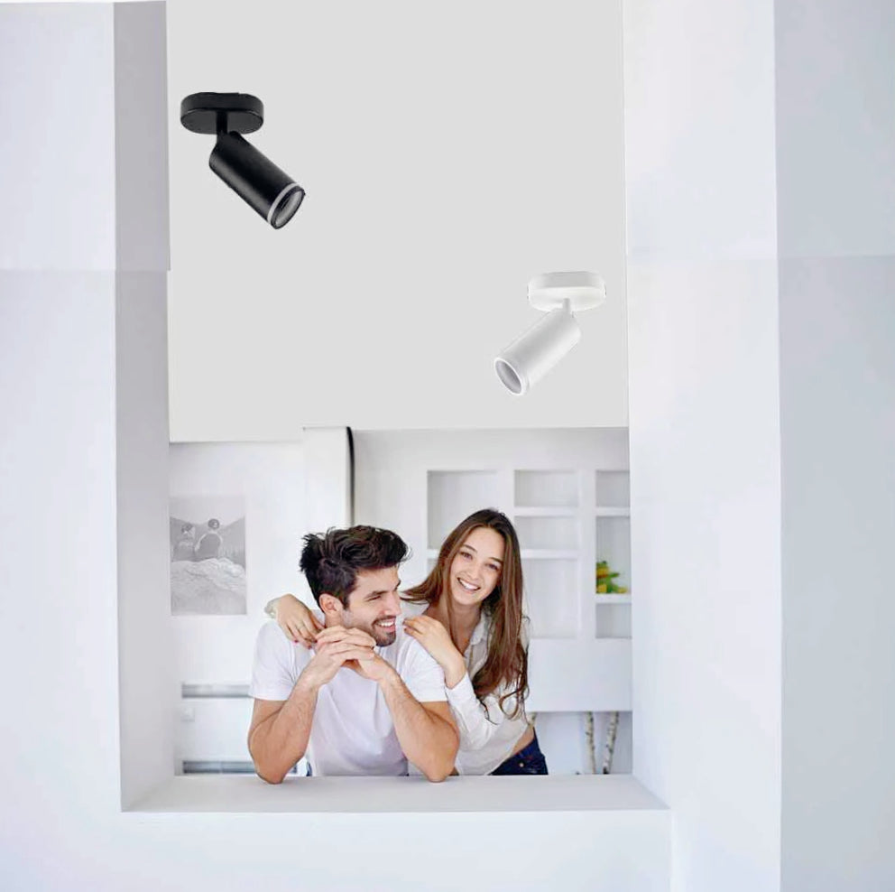 Plafoniera orientabile a 1 diffusore GU10 (installazione su soffitto o parete) - ambraled