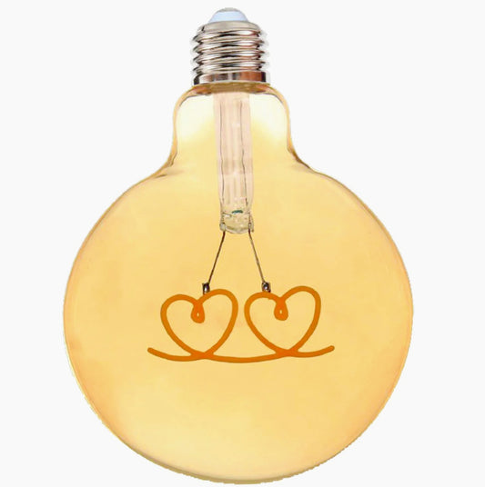 Lampadina LED a filamento ambrata E27 4W – Due CUORI, luce calda - ambraled
