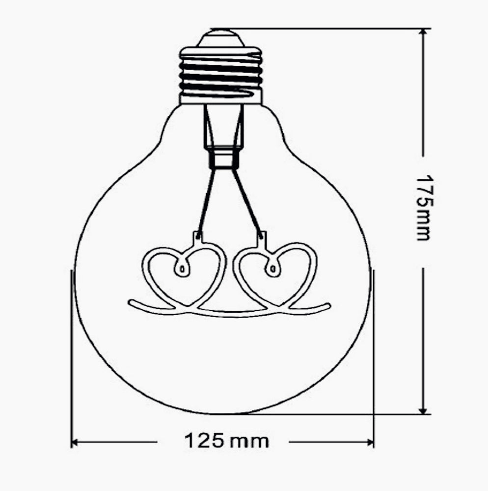 Lampadina LED a filamento ambrata E27 4W – Due CUORI, luce calda - ambraled