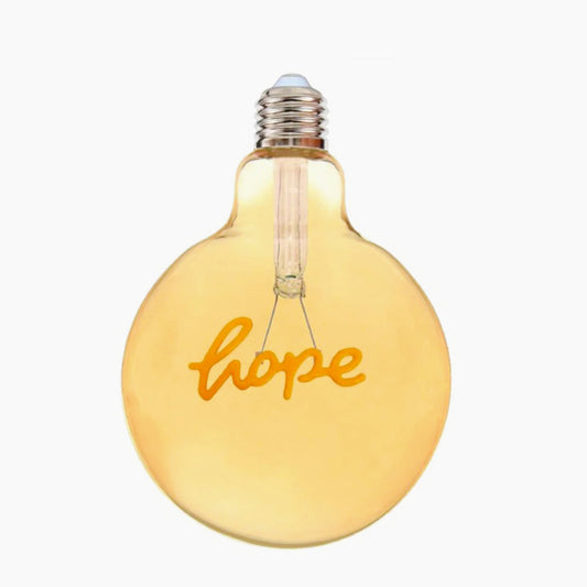 Lampadina LED a filamento ambrata E27 4W – Scritta "HOPE", luce calda - ambraled