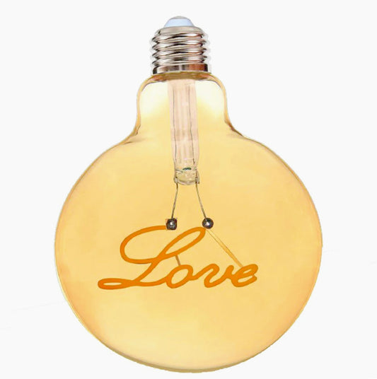 Lampadina LED a filamento ambrata E27 4W – Scritta "LOVE", luce calda - ambraled