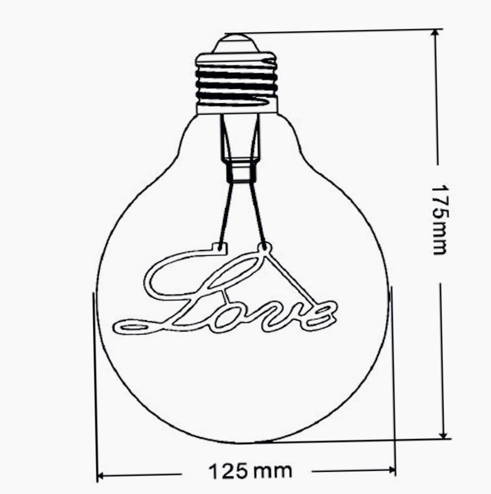 Lampadina LED a filamento ambrata E27 4W – Scritta "LOVE", luce calda - ambraled