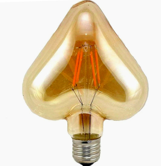 Lampadina LED a filamento vintage E27 4W – Forma cuore, luce ambra decorativa - ambraled