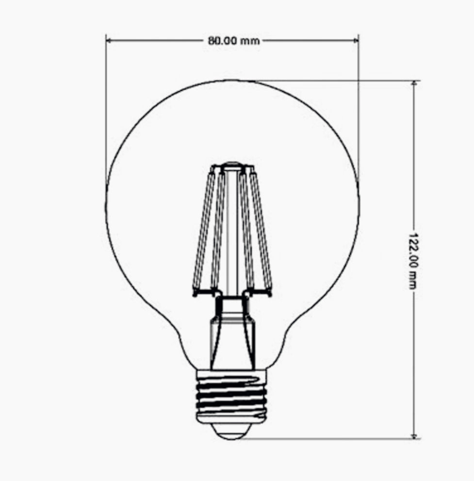 Lampadina LED filamento E27 12W – Globo G80 luce calda 2700K - ambraled