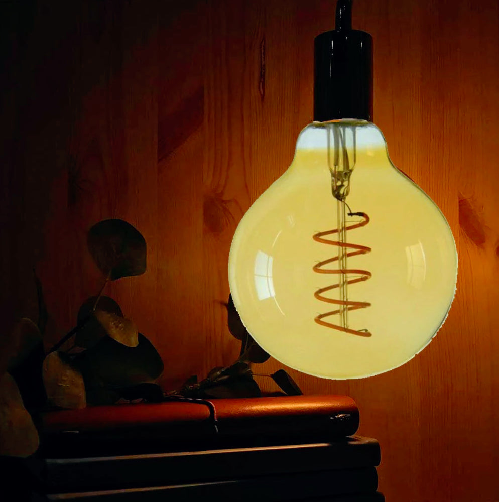 Lampadina LED filamento E27 4W – Globo filamento a torciglione luce calda 2500K - ambraled