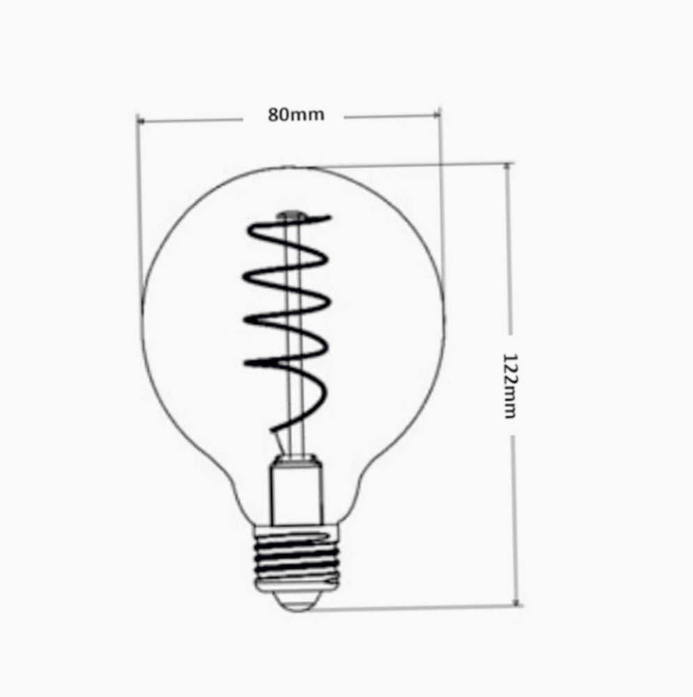 Lampadina LED filamento E27 4W – Globo filamento a torciglione luce calda 2500K - ambraled