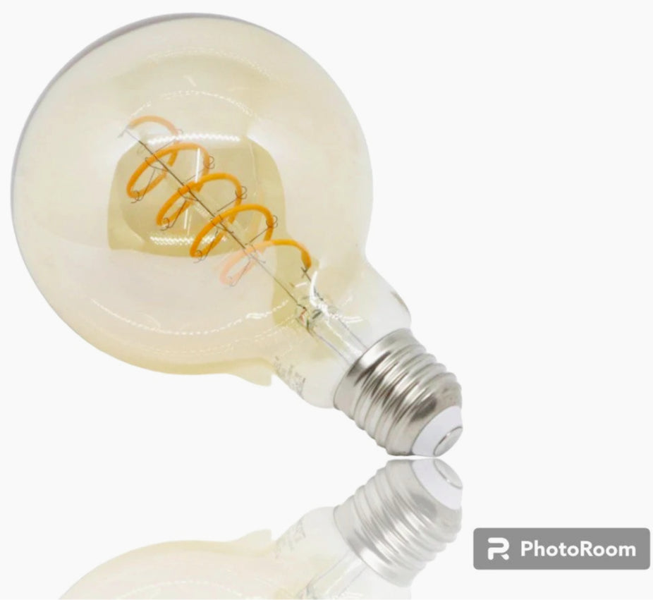 Lampadina LED filamento E27 4W – Globo G95 a torciglione luce calda - ambraled