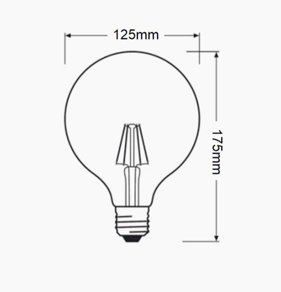 Lampadina LED filamento in vetro ambrato E27 8W – Globo G125 2600K - ambraled