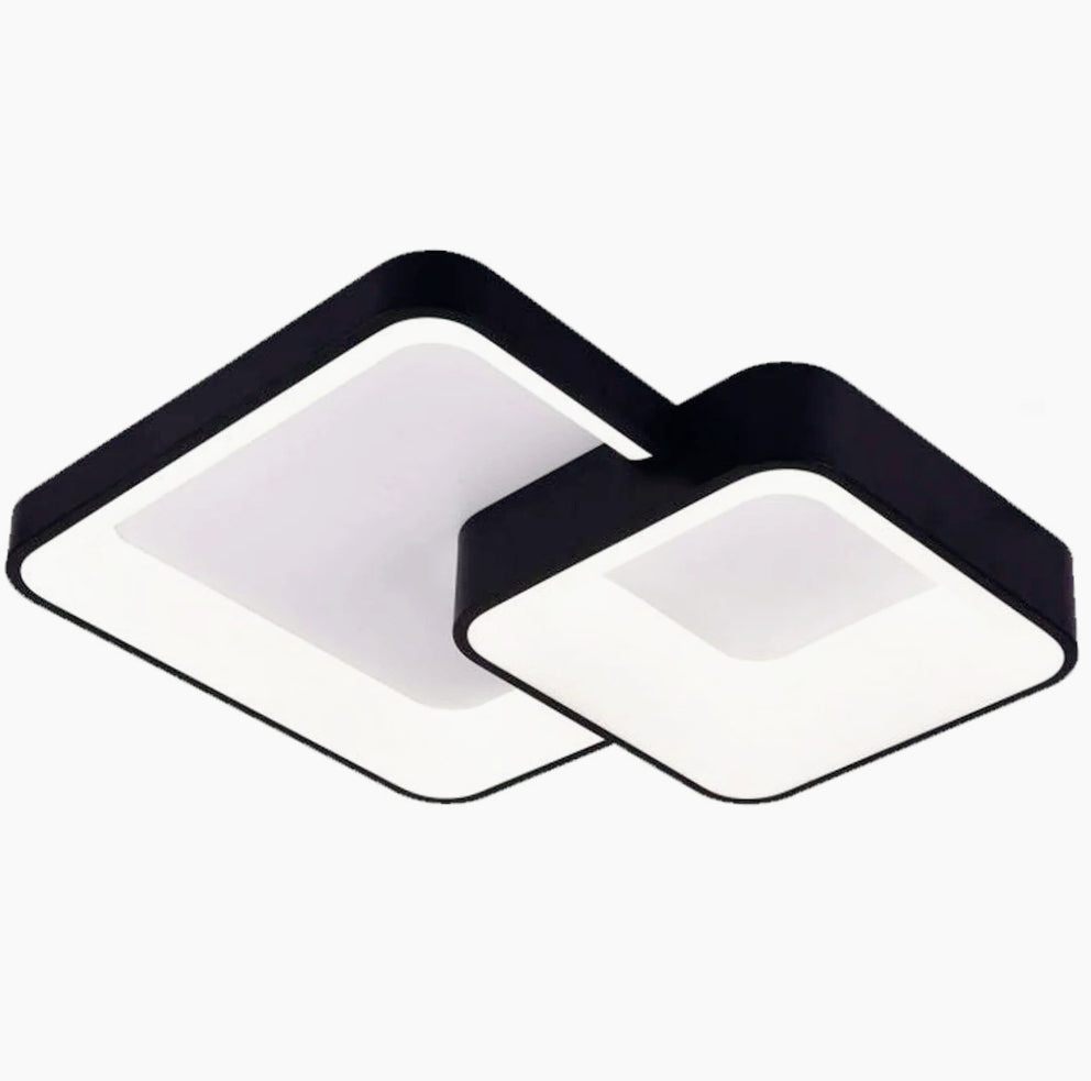 Plafoniera LED 58W - 2 quadrati neri, tecnologia CCT con 3 colorazioni (3000K/4000K/6500K) - ambraled