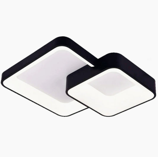 Plafoniera LED 58W - 2 quadrati neri, tecnologia CCT con 3 colorazioni (3000K/4000K/6500K) - ambraled