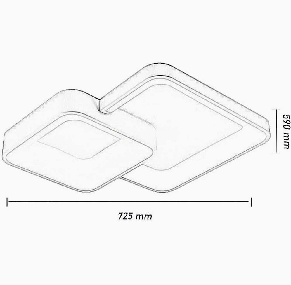 Plafoniera LED 58W - 2 quadrati neri, tecnologia CCT con 3 colorazioni (3000K/4000K/6500K) - ambraled