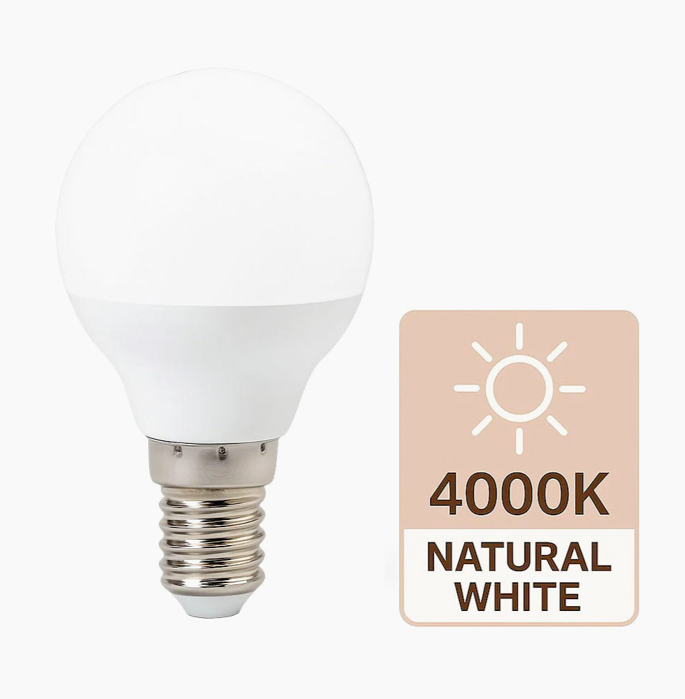 Lampadina LED a sfera E14 6W – Luce fredda / calda / naturale - ambraled
