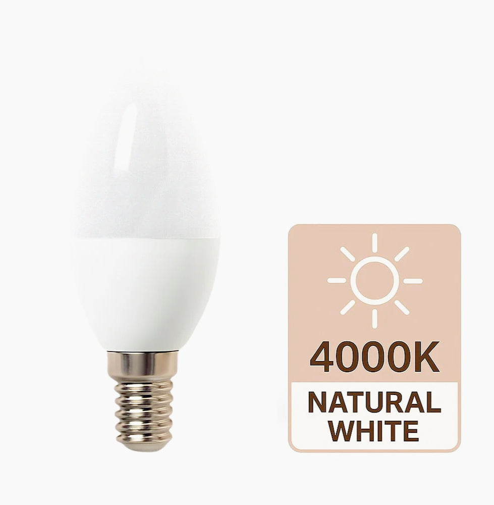Lampadina LED E14 6W – Forma candela luce fredda / calda / naturale - ambraled
