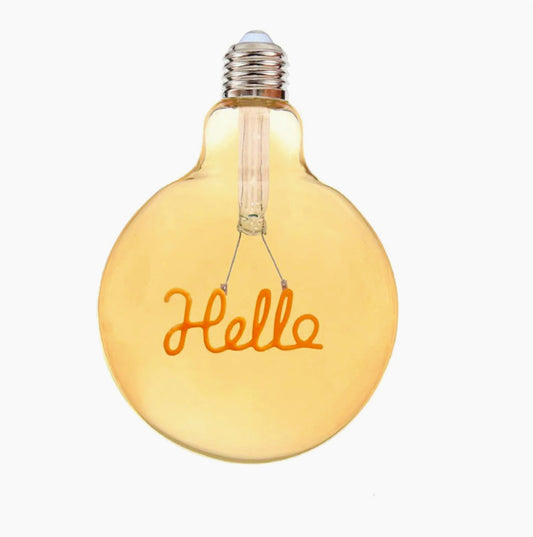 Lampadina LED a filamento ambrata E27 4W – Scritta "HELLO", luce calda - ambraled
