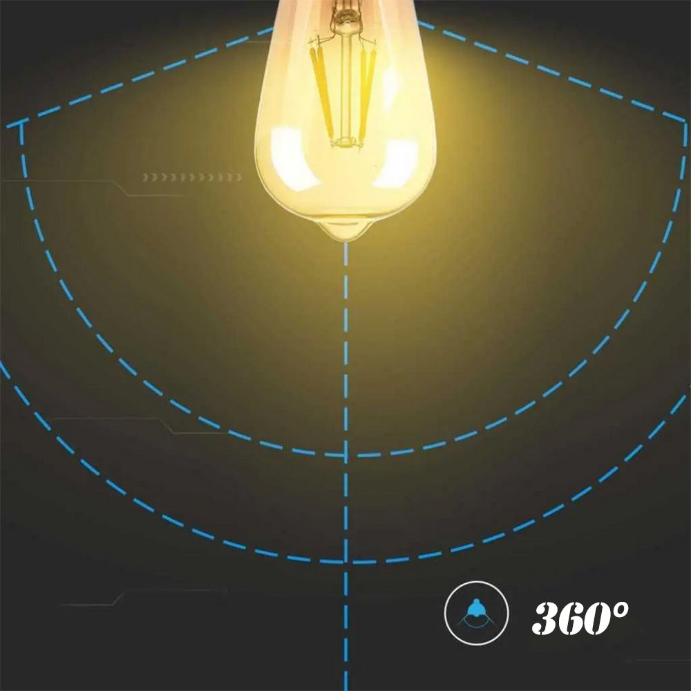 Lampadina LED filamento E27 8W – Vetro trasparente, luce calda 3000K - ambraled